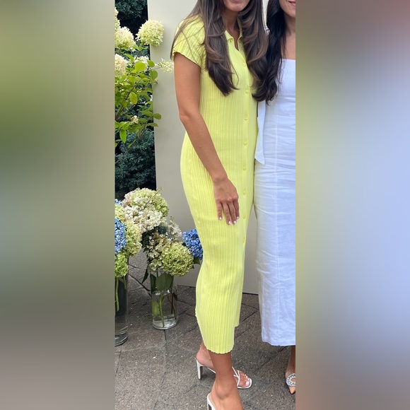 Open Edit Button Front Ribbed Midi Dress - Picture 2 of 2